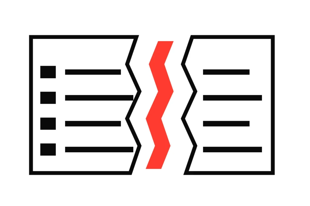 A betting slip torn in two with a red sliver between the halves, the part a cash-out keeps