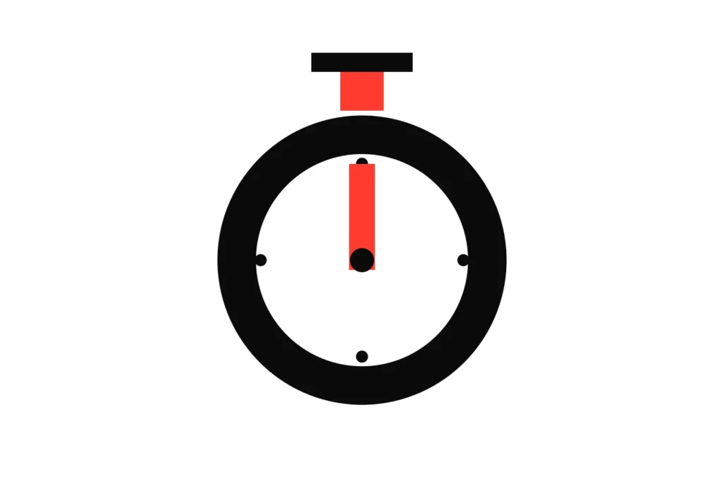 Illustration of a stopwatch with a red hand, for in-play betting speed on a phone
