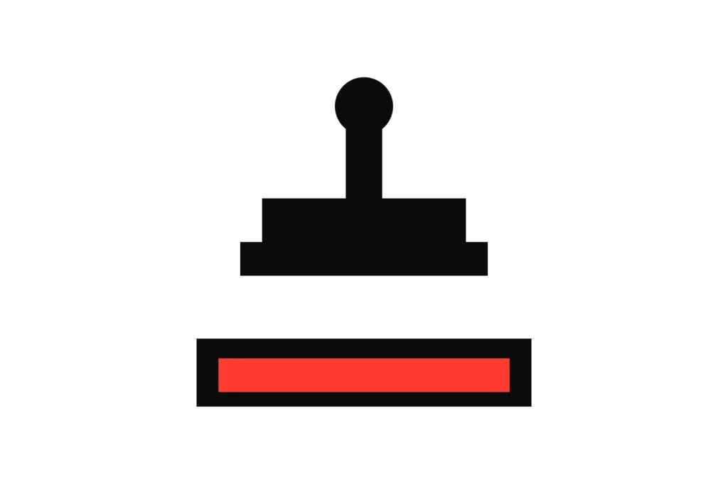 Illustration of a rubber stamp and red ink pad, for the terms that decide which bets get best odds guaranteed