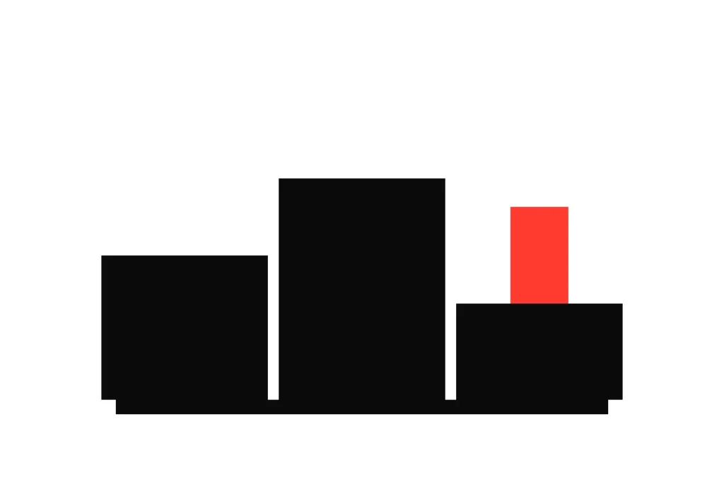 A three-step podium with a red marker on the third step, a finish inside the places that pays the place half of an each way bet