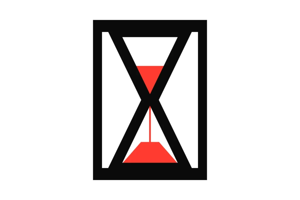 An hourglass with red sand running through it, the acceptance delay that holds every live bet for a few seconds