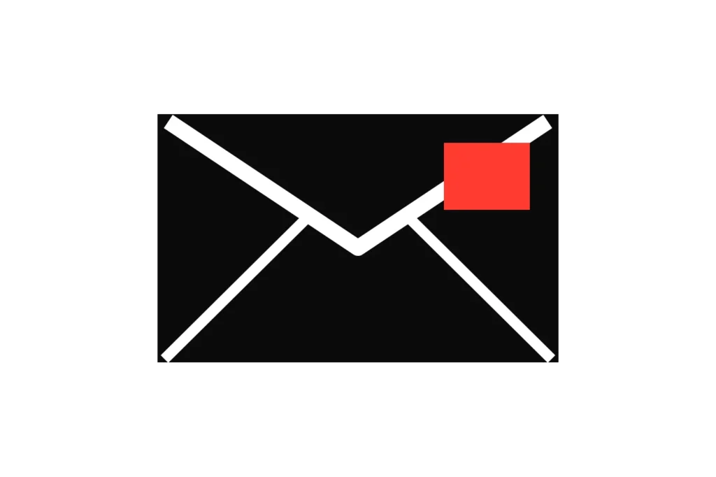 Illustration of an envelope with a red stamp, for withdrawals paid back to the deposit method